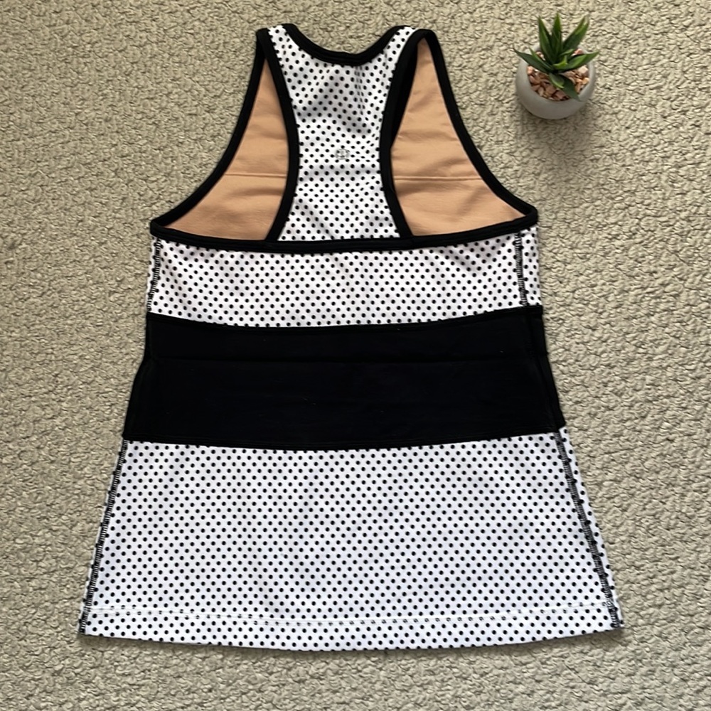 Lululemon deep v tank white black polka dot